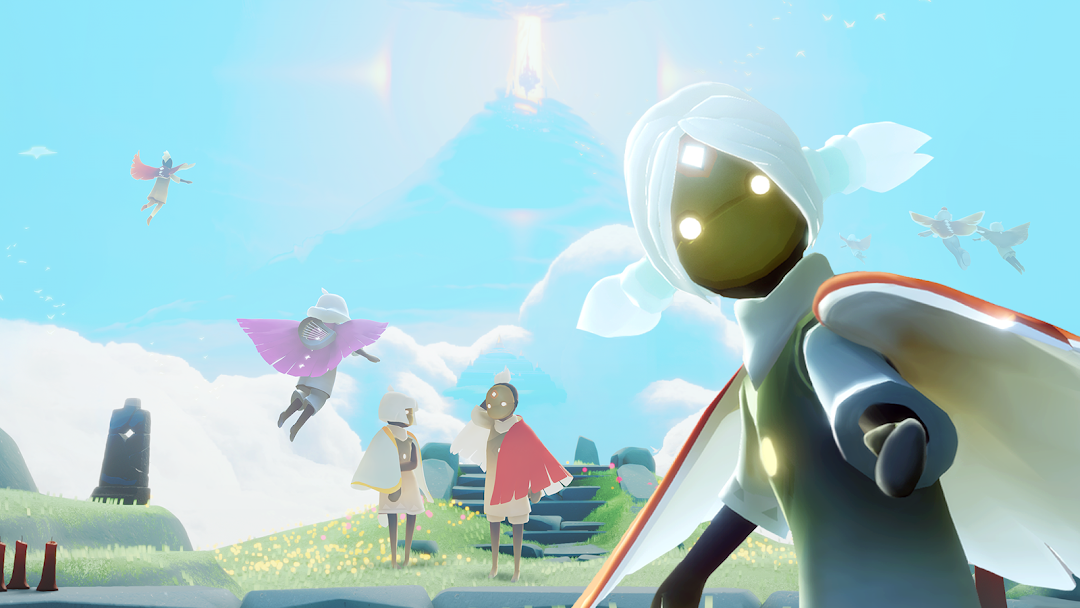 Captura de Sky — figura encapuzada sob estrelas